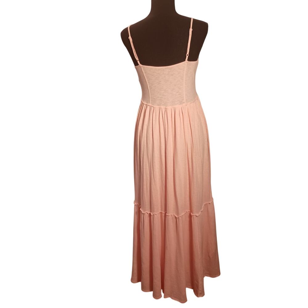 American Eagle Spaghetti Adj Strap Peach colored Maxi Dress Tiered Boho NWT Med - Picture 3 of 11